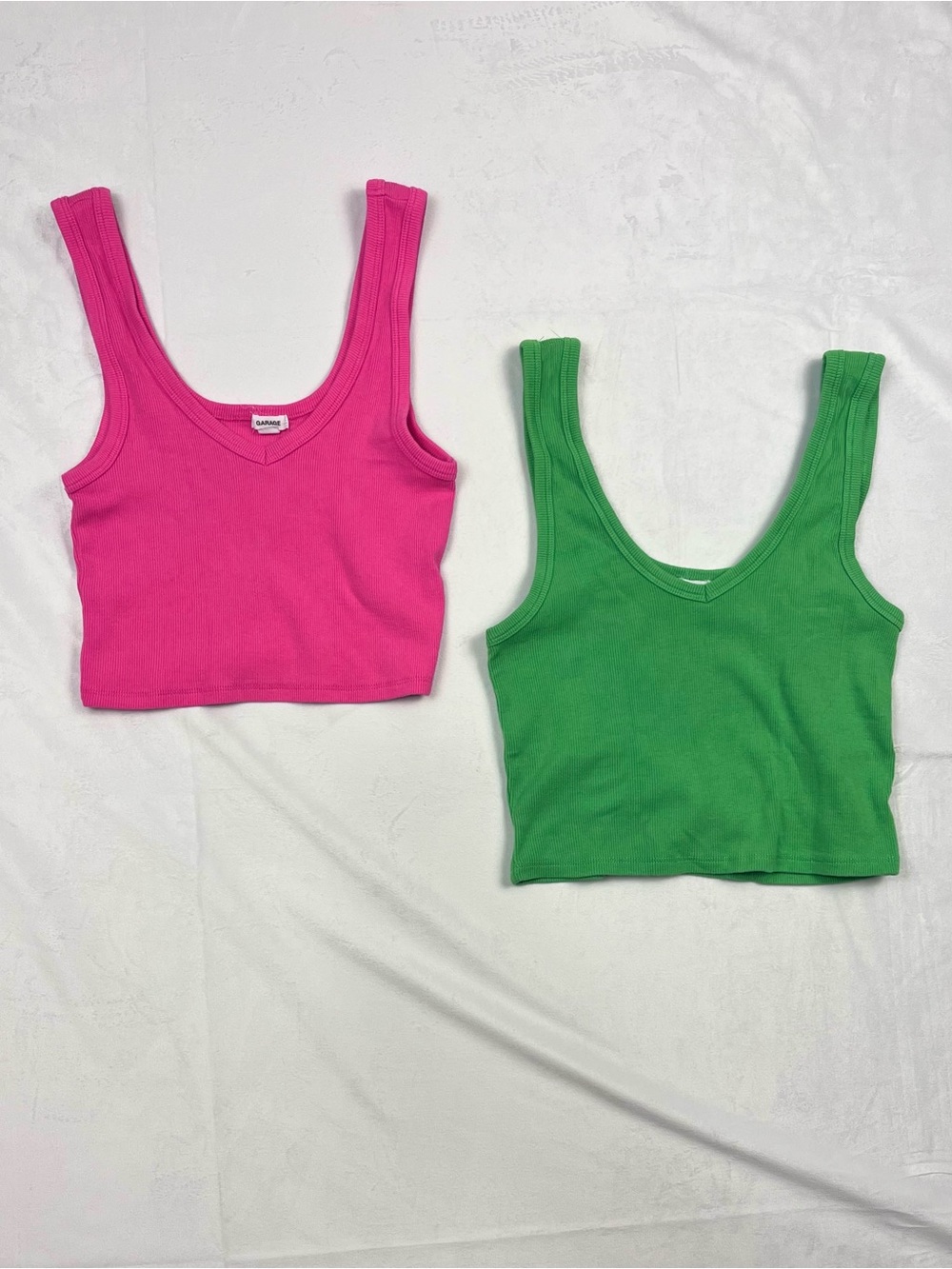 Garage Ribbed Crop Tank Top Bundle 2-Pack Pink & Green Basics